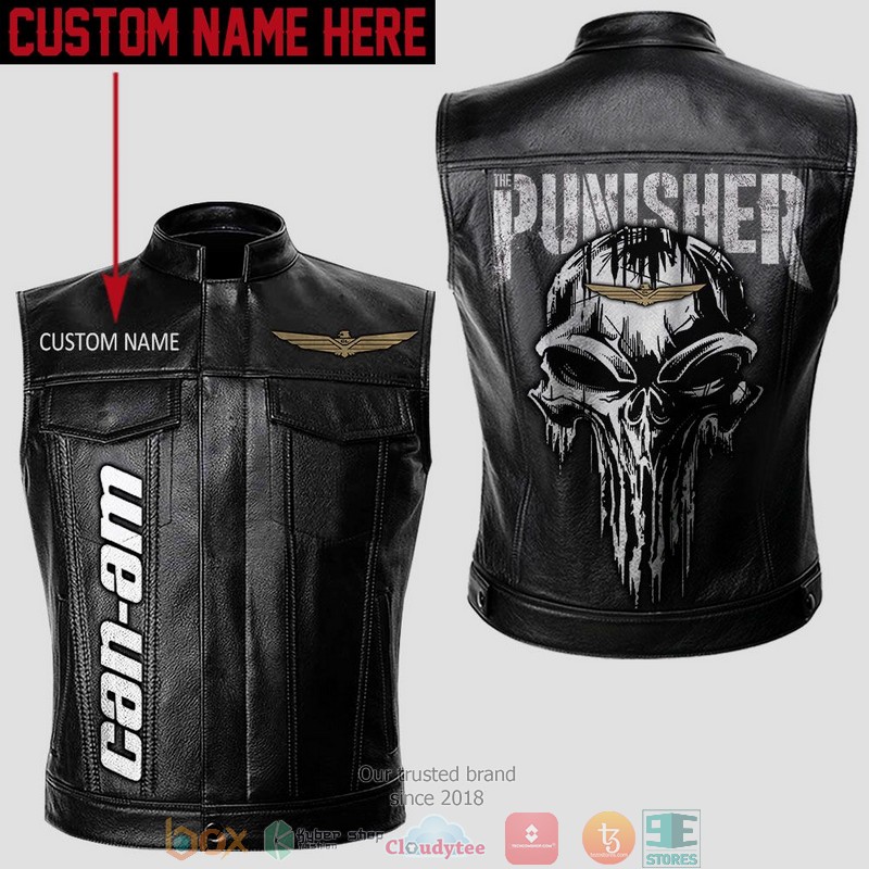 Personalized Can Am Punisher Skull Vest Leather Jacket