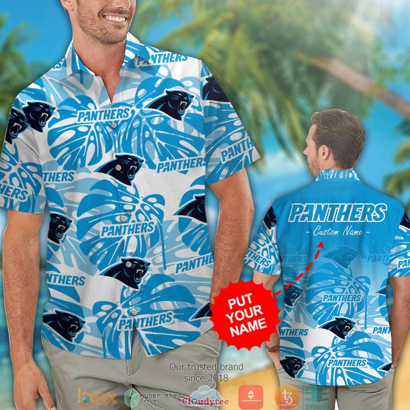 Personalized Carolina Panthers Monstera deliciosa Hawaiian shirt short 1