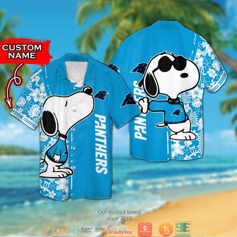 Personalized Carolina Panthers Snoopy Hawaiian Shirt short