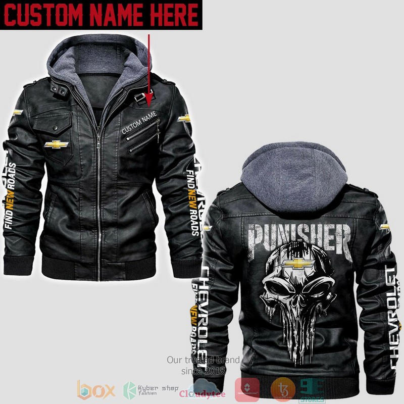 Personalized Chevrolet Punisher Skull Leather Jacket