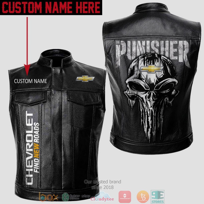 Personalized Chevrolet Punisher Skull Vest Leather Jacket