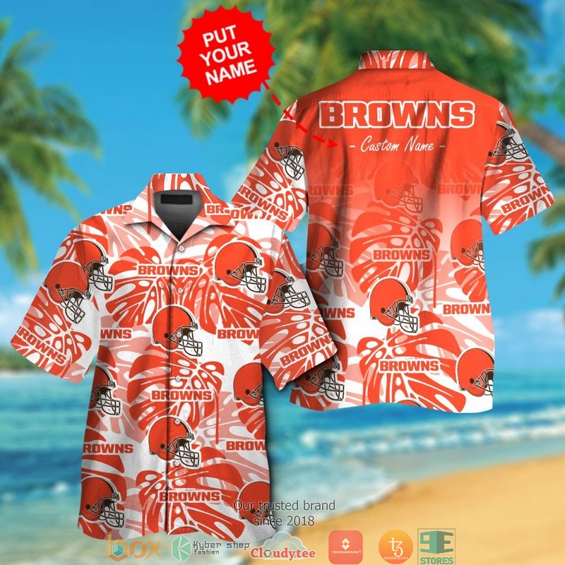 Personalized Cleveland Browns Monstera deliciosa Hawaiian shirt short