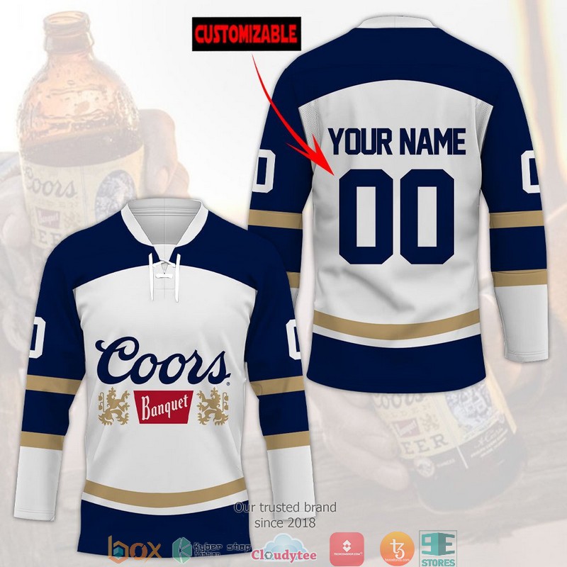 Personalized Coors Banquet white Hockey Jersey Shirt 3 Personalized Coors Banquet white Hockey Jersey Shirt