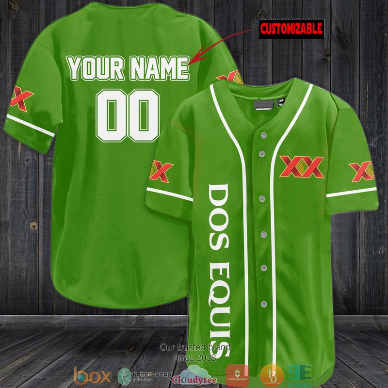 Personalized Dos Equis Green Baseball Jersey