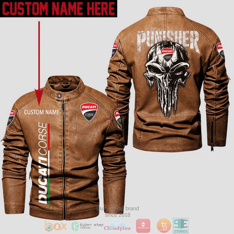Personalized Ducati Punisher Skull Collar Leather Jacket 3 Personalized Ducati Punisher Skull Collar Leather Jacket 1 2