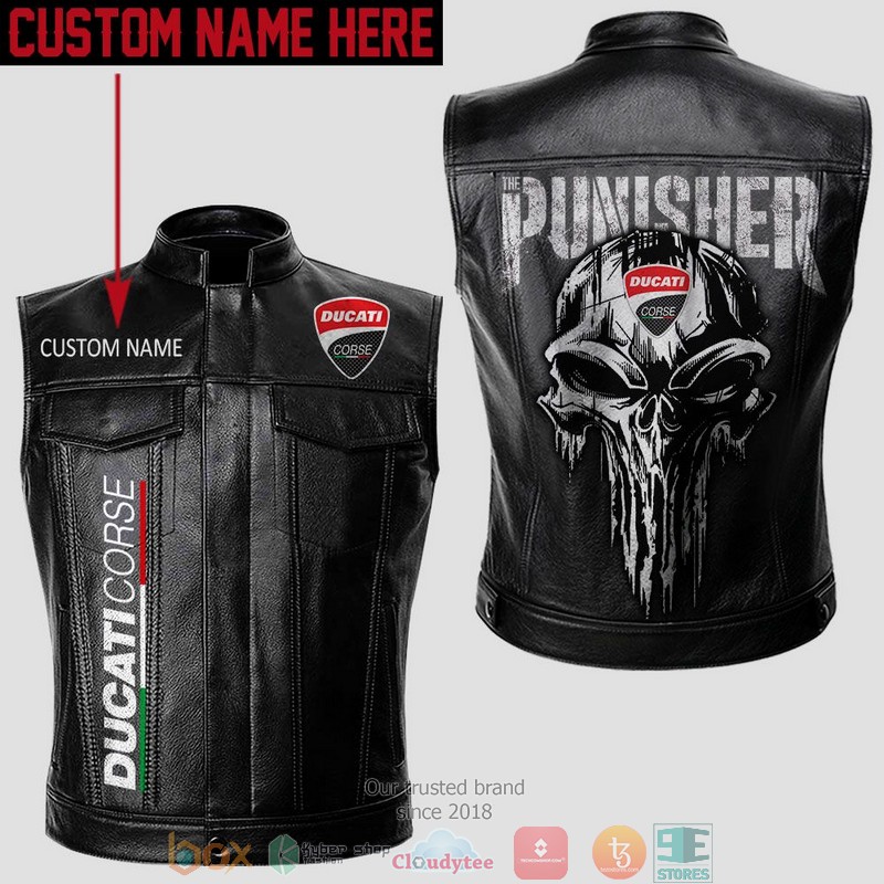 Personalized Ducati Punisher Skull Vest Leather Jacket