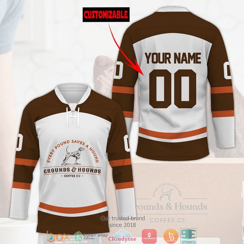 Personalized Grounds n Hounds Coffee Co Hockey Jersey Shirt 2 Personalized Grounds n Hounds Coffee Co Hockey Jersey Shirt