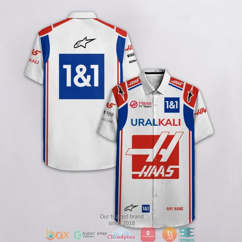 Personalized Haas Uralkali racing F1 team Hawaiian Shirt