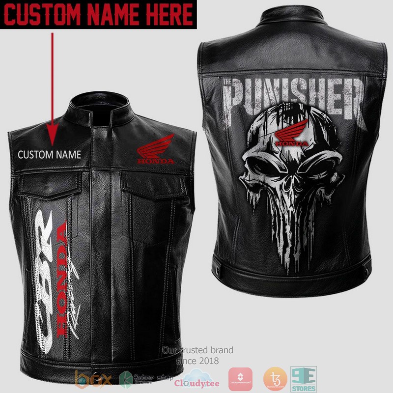 Personalized Honda CBR Punisher Skull Vest Leather Jacket
