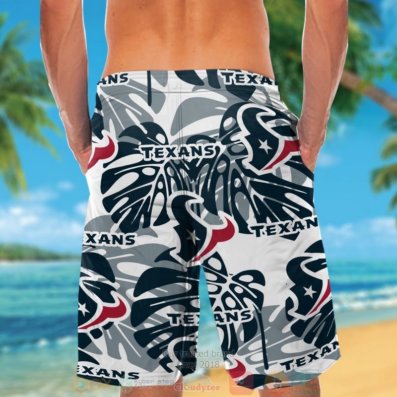 Personalized Houston Texans tropical plants custom hawaiian shirt and shorts 1 2 3 4 5