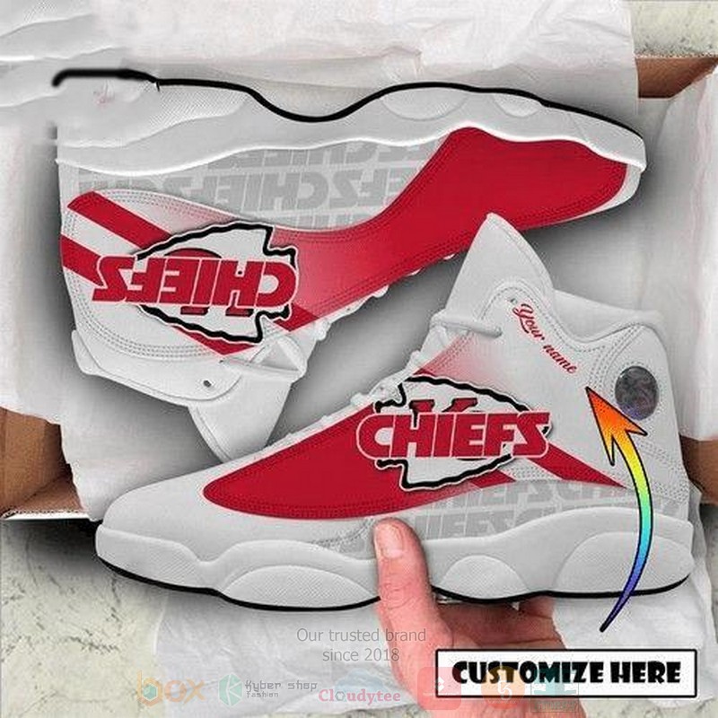 BEST Personalized Kansas City Chiefs NFL white Air Jordan 13 shoes sneakers 2 Personalized Kansas City Chiefs NFL custom white Air Jordan 13 shoes