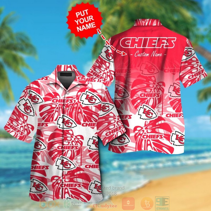 Personalized Kansas City Chiefs tropical plants custom hawaiian shirt and shorts