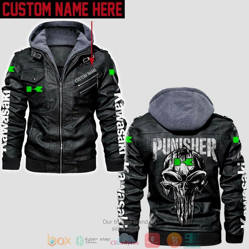 Personalized Kawasaki Punisher Skull Leather Jacket