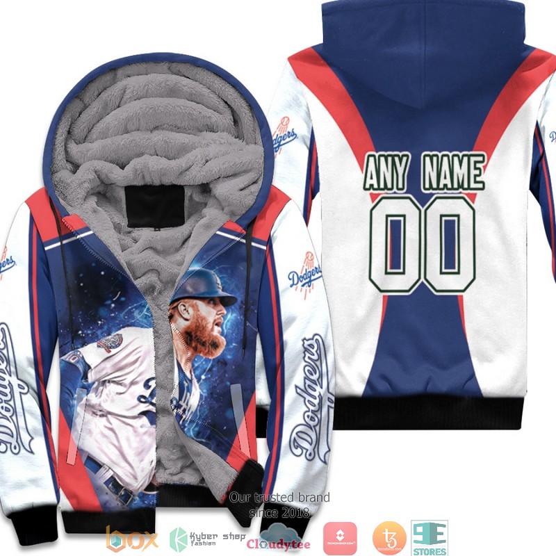 Personalized MLB Los Angeles Dodgers Justin Turner Blue 3d Fleece Hoodie 2 Personalized MLB Los Angeles Dodgers Justin Turner Blue 3d Fleece Hoodie