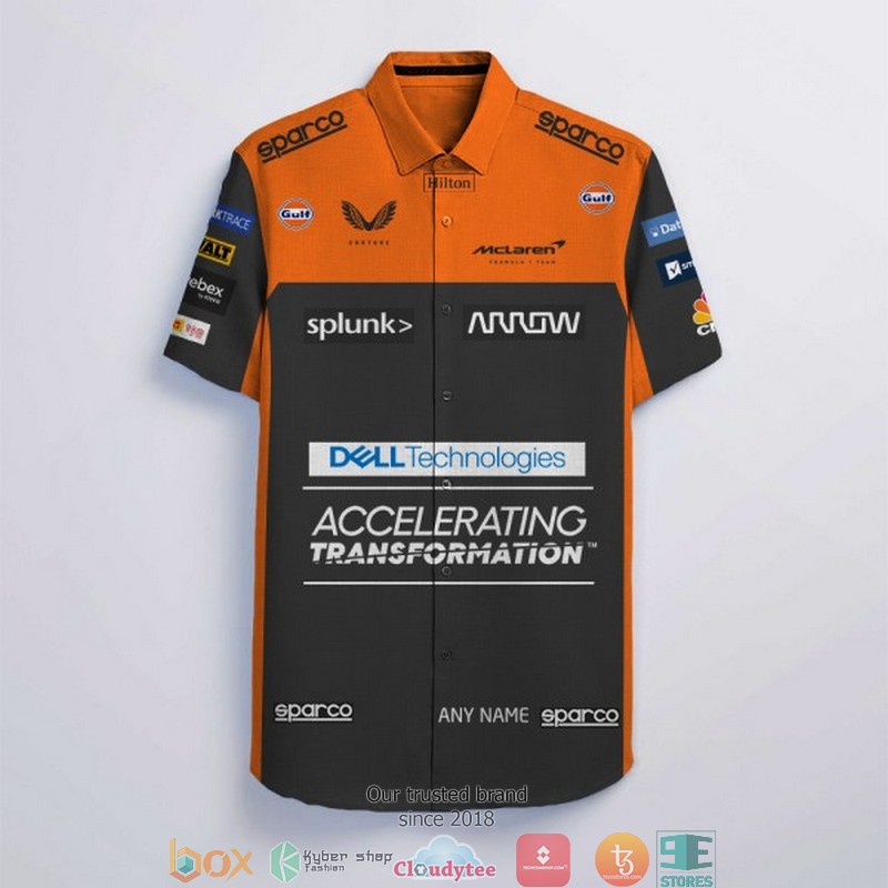 Personalized Mc Lauren racing F1 team Hawaiian Shirt 2 Personalized Mc Lauren racing F1 team Hawaiian Shirt 1