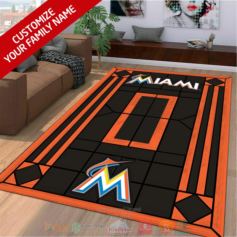 Personalized Miami Marlins custom Area Rug 1