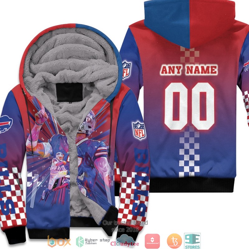 Personalized NFL Buffalo Bills Josh Allen Red Blue 3d Fleece Hoodie 3 Personalized NFL Buffalo Bills Josh Allen Red Blue 3d Fleece Hoodie