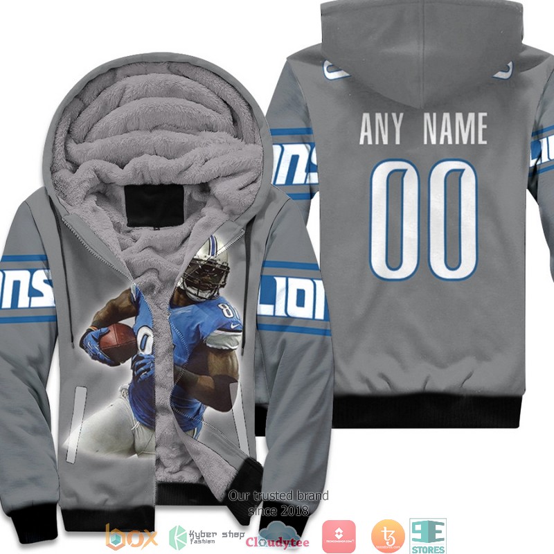 Personalized NFL Detroit Lions Calvin Johnson 81 Team Grey 3d Fleece Hoodie 2 Personalized NFL Detroit Lions Calvin Johnson 81 Team Grey 3d Fleece Hoodie