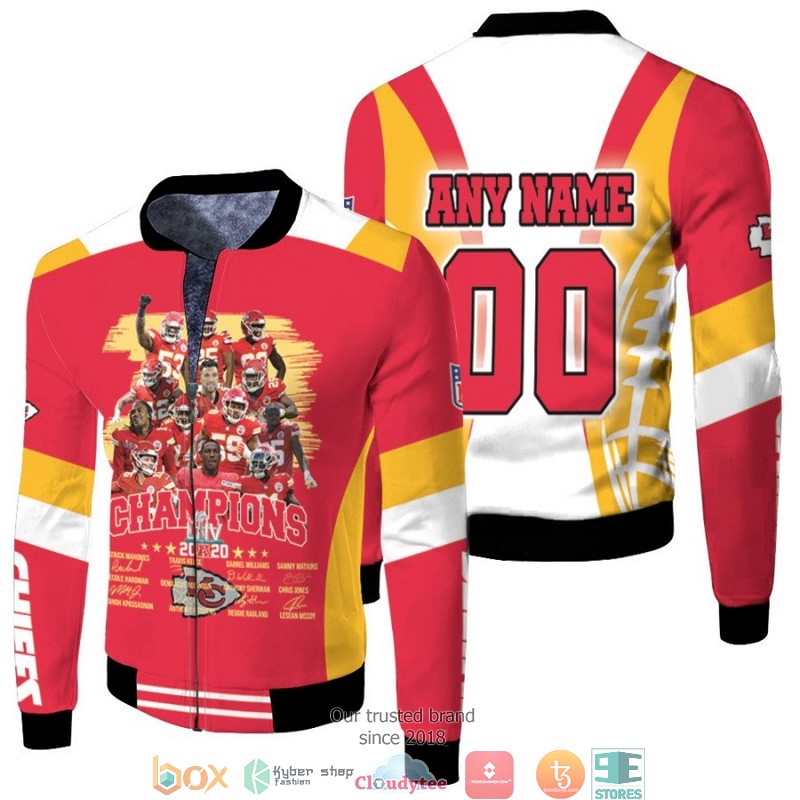 Personalized NFL Kansas City Chiefs 2020 Champions Players Signature 3D Fleece Hoodie