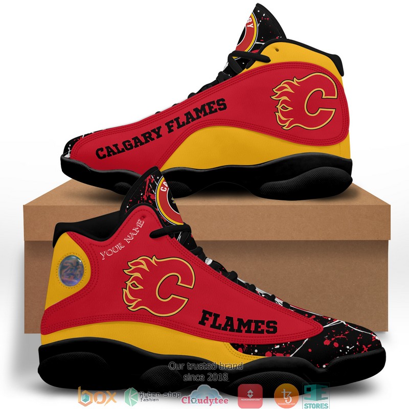 Personalized NHL Calgary Flames Air Jordan 13 Shoes 4 Personalized NHL Calgary Flames Air Jordan 13 Shoes 1 2 3