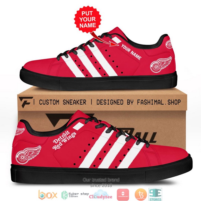 Personalized NHL Detroit Red Wings Red Stan Smith Low Top Shoes