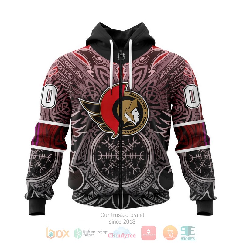Personalized NHL Ottawa Senators Norse Viking Symbols 3D shirt hoodie 1