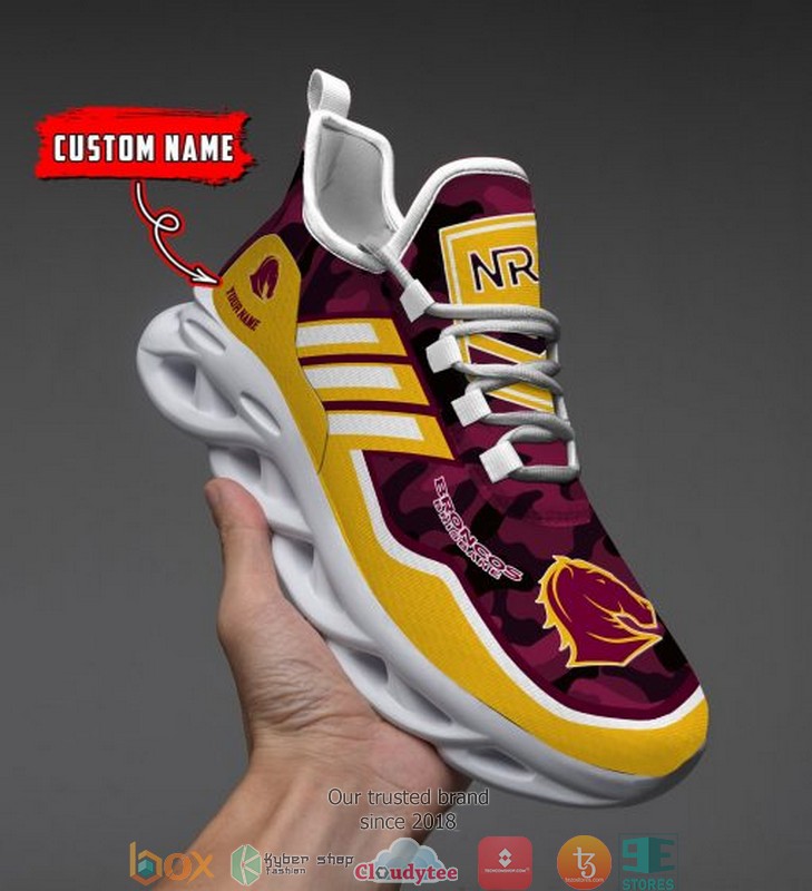 Personalized NRL Brisbane Broncos Pink Camo Max Soul Sneakers