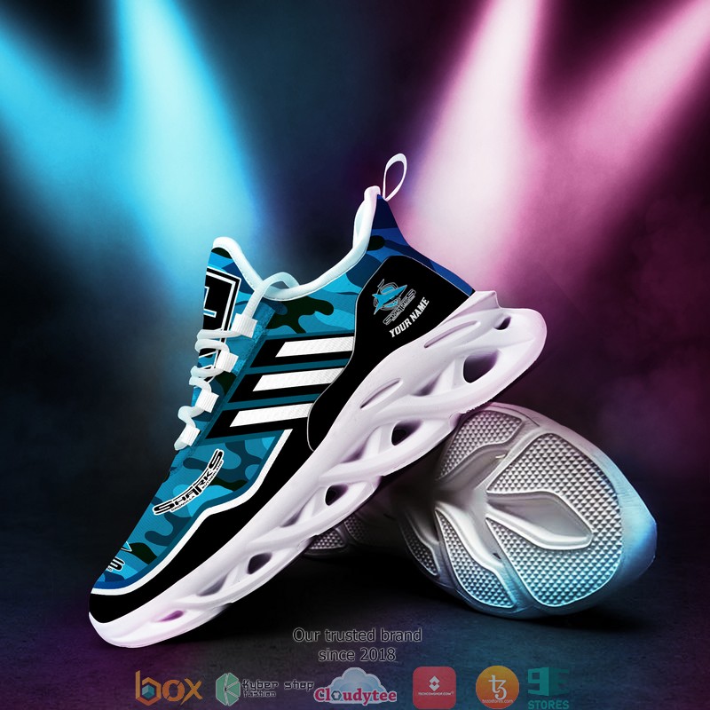 Personalized NRL Cronulla Sharks Blue camo Max Soul Sneakers 2 Personalized NRL Cronulla Sharks Blue camo Max Soul Sneakers 1