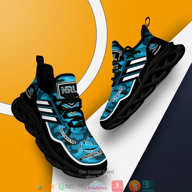 Personalized NRL Cronulla Sharks Blue camo Max Soul Sneakers 4 Personalized NRL Cronulla Sharks Blue camo Max Soul Sneakers 1 2 3