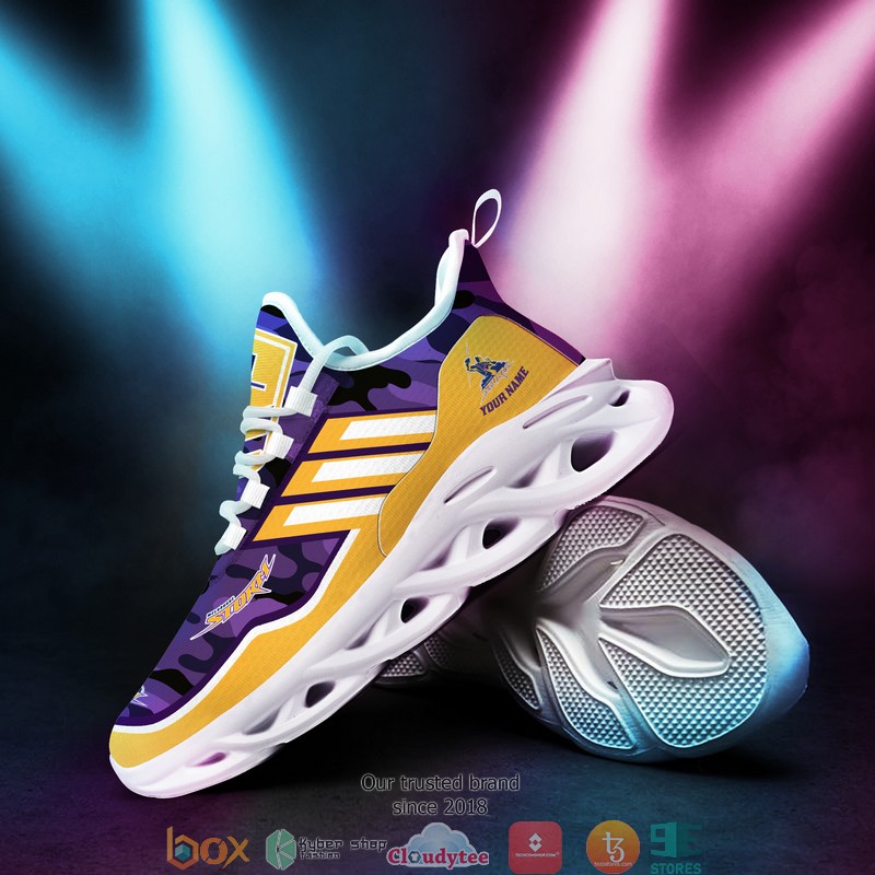 Personalized NRL Melbourne Storm Purple camo Max Soul Sneakers 2 Personalized NRL Melbourne Storm Purple camo Max Soul Sneakers 1
