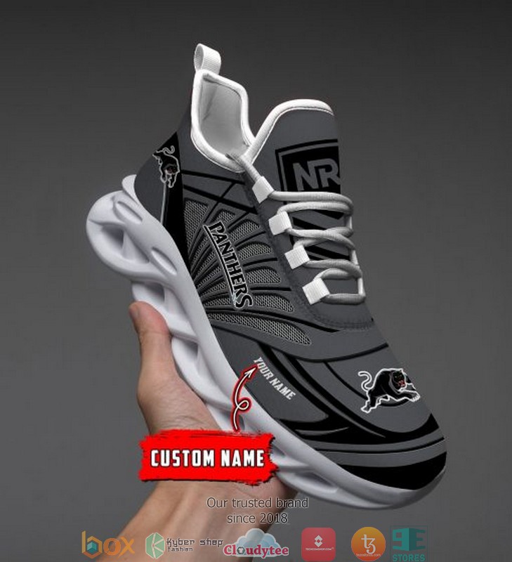 Personalized NRL Penrith Panthers Grey Max Soul Sneakers 1 2 3 4 5