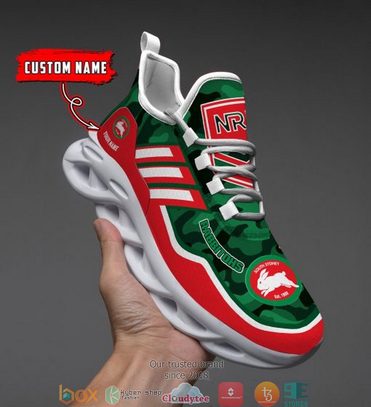 Personalized NRL South Sydney Rabbitohs Green Camo Max Soul Sneakers