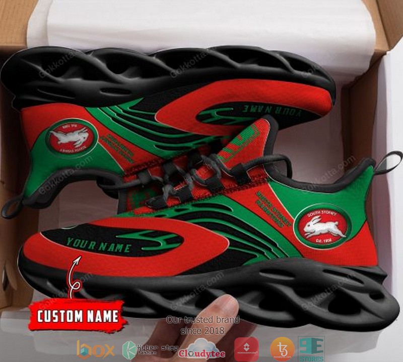 Personalized NRL South Sydney Rabbitohs Red Green Max Soul Sneakers 2 Personalized NRL South Sydney Rabbitohs Red Green Max Soul Sneakers 1