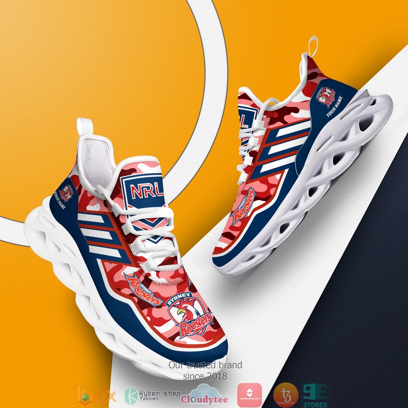 Personalized NRL Sydney Roosters Pink Camo Max Soul Sneakers 1 2 3 4 5