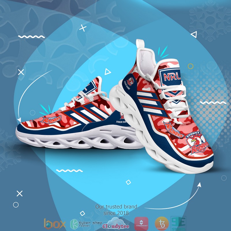 Personalized NRL Sydney Roosters Pink Camo Max Soul Sneakers 1 2 3 4 5 6