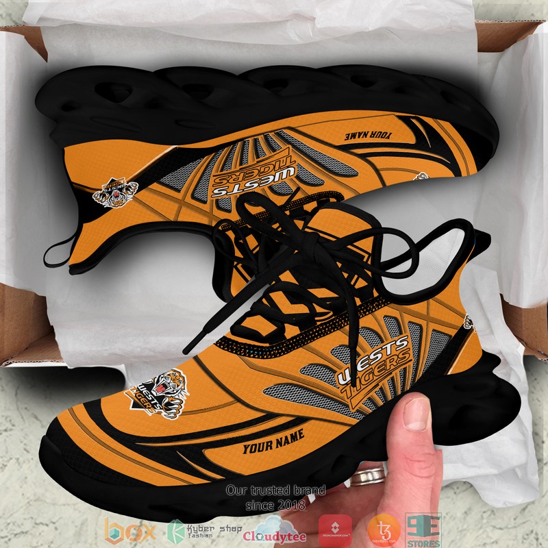 Personalized NRL Wests Tigers Max Soul Sneakers 4 Personalized NRL Wests Tigers Max Soul Sneakers 1 2 3