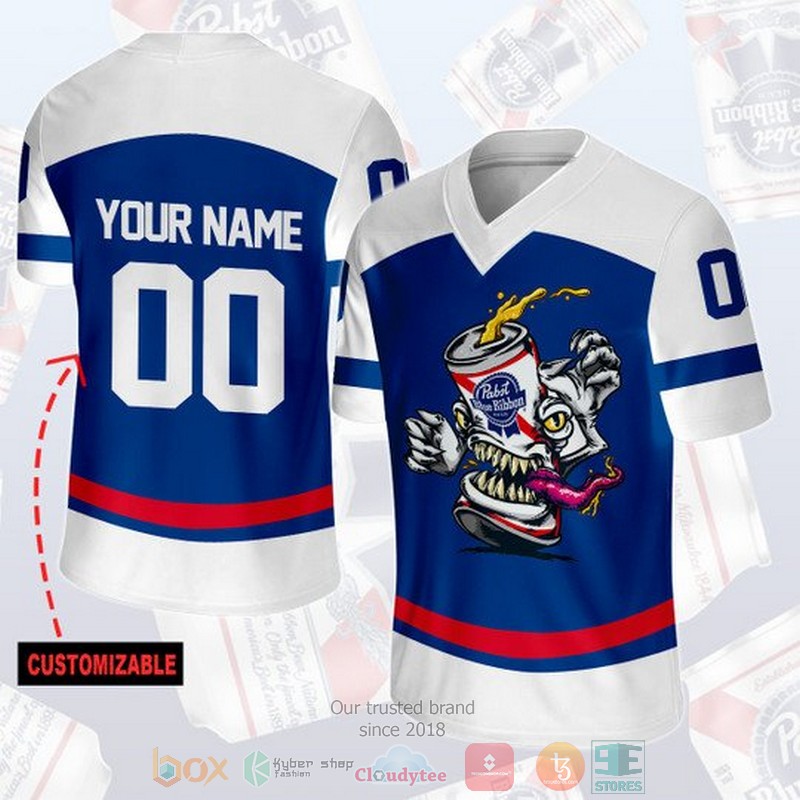 Personalized Pabst Blue Ribbon Beer custom football jersey