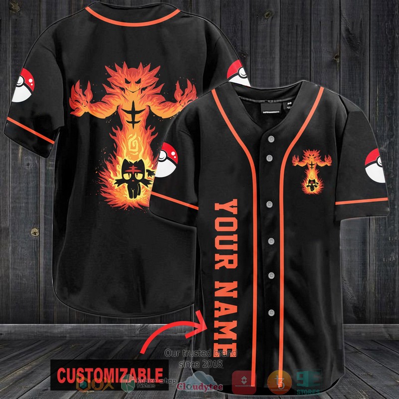 HOT Personalized Pokemon Litten Baseball Jersey 1 Personalized Pokemon Litten Baseball Jersey