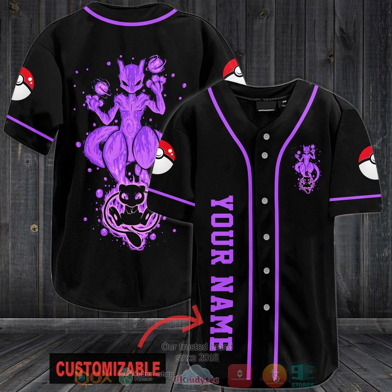 Personalized Pokemon Mewtwo Baseball Jersey