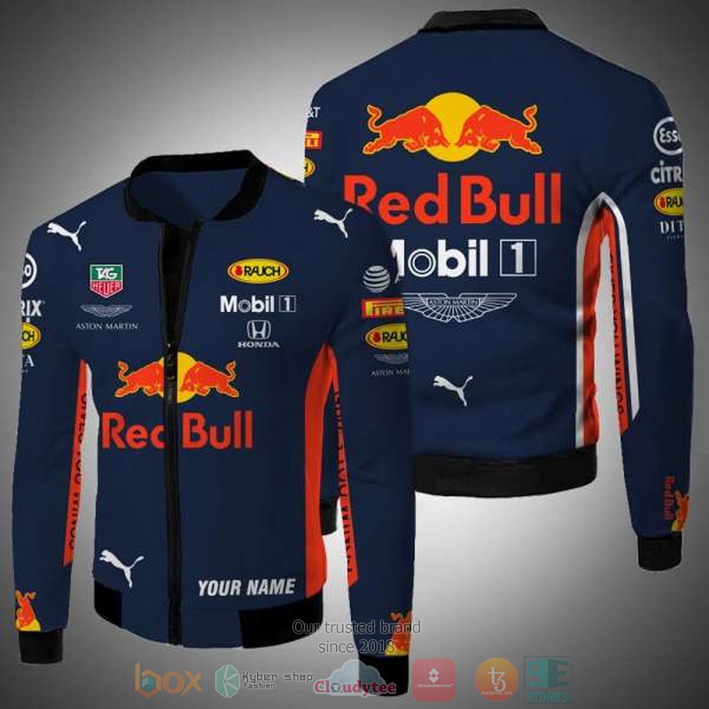 NEW Personalized Red Bull Mobill1 Honda custom bomber jacket 2 Personalized Red Bull Mobill1 Honda custom bomber jacket 1