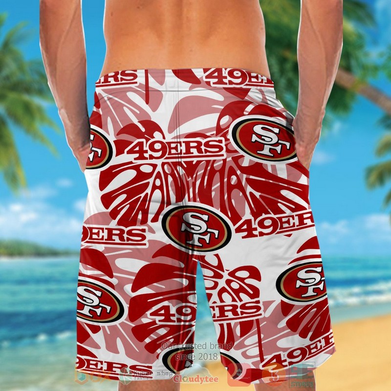 Personalized San Francisco 49ers tropical plants custom hawaiian shirt and shorts 1 2 3 4 5