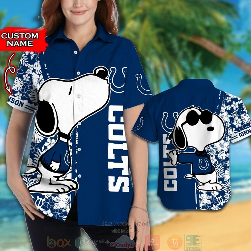 HOT Personalized Snoopy Indianapolis Colts custom hawaiian shirt and shorts 3 Personalized Snoopy Indianapolis Colts custom hawaiian shirt and shorts 1 2