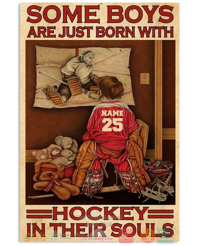 Personalized Some boys are just born with hockey in their souls custom poster