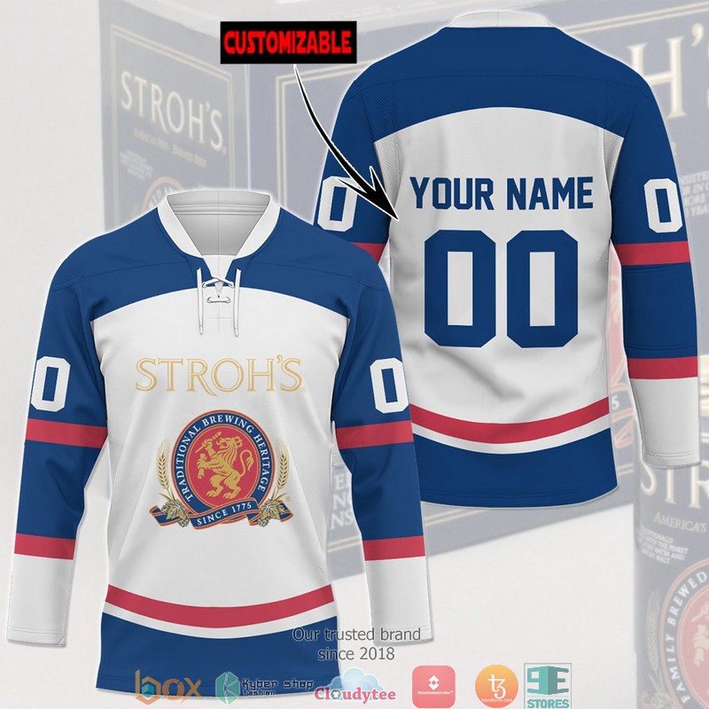 Personalized Stroh's Jersey Hockey Shirt 1 Personalized Strohs Jersey Hockey Shirt