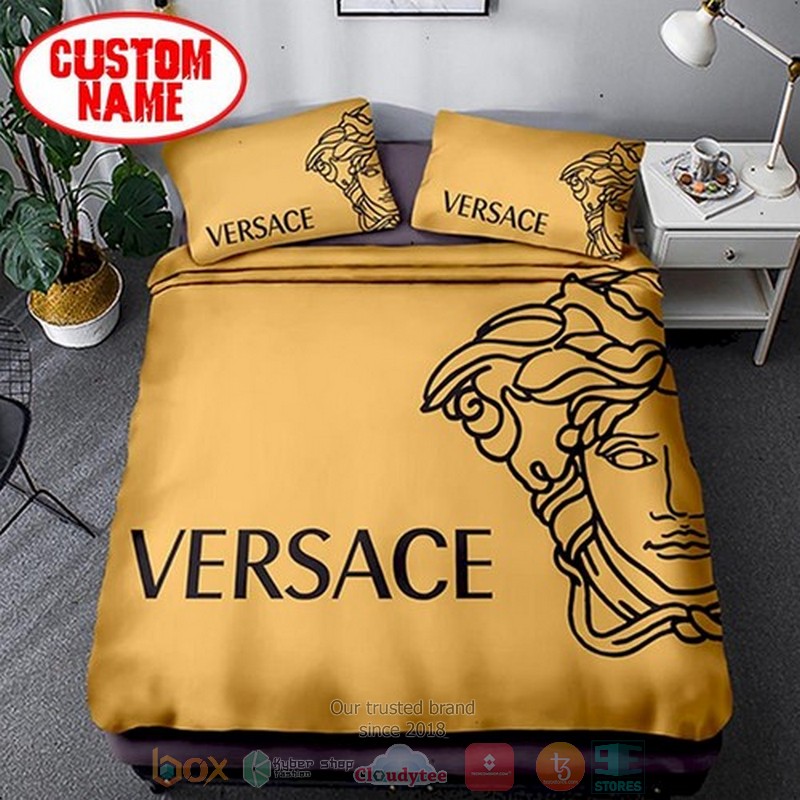 Personalized Versace Luxury brand custom gold Bedding Set