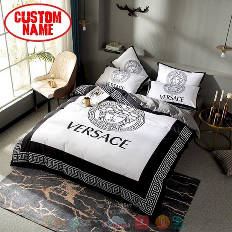 Personalized Versace Luxury brand custom white Bedding Set