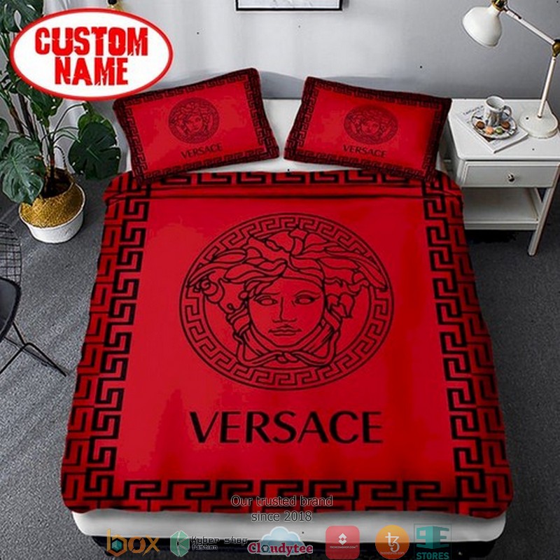 Personalized Versace Red black border Duvet cover bedding set
