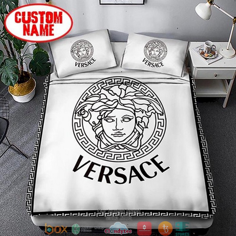Personalized Versace White black border Duvet cover bedding set