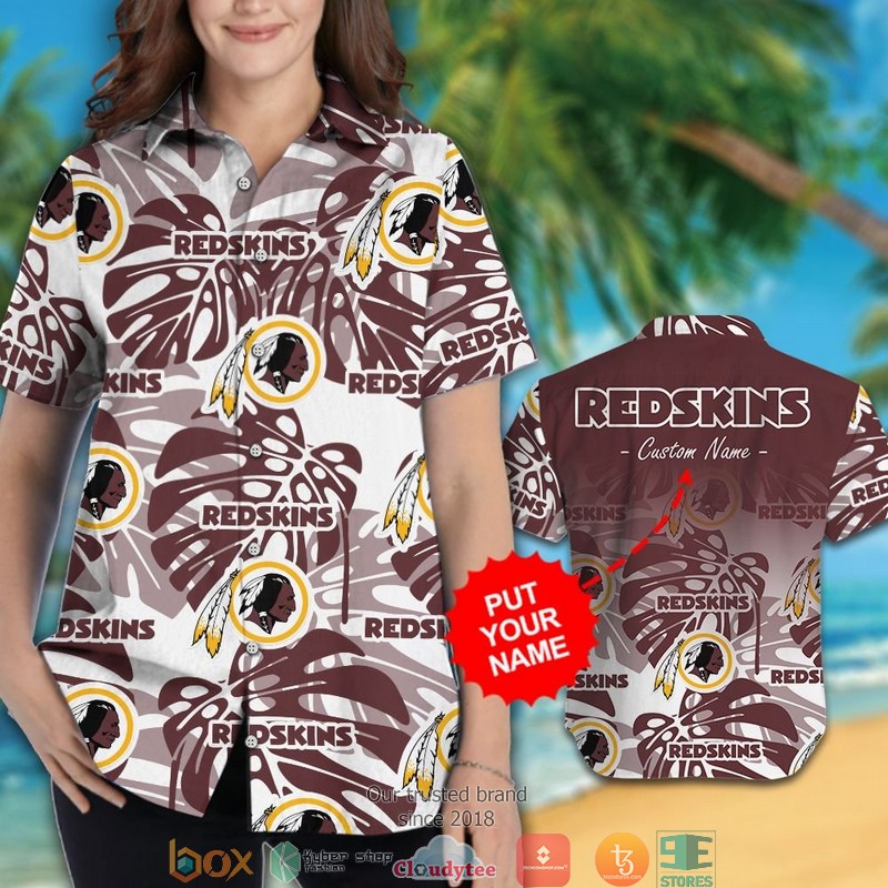Personalized Washington Redskins Monstera deliciosa Hawaiian shirt, short 3 Personalized Washington Redskins Monstera deliciosa Hawaiian shirt short 1 2