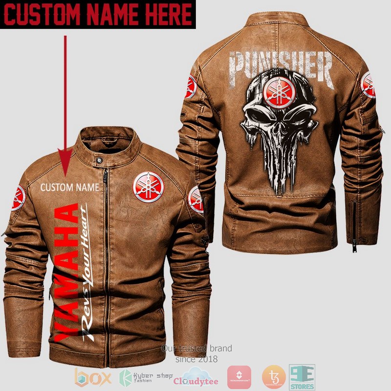 Personalized Yamaha Punisher Skull Collar Leather Jacket